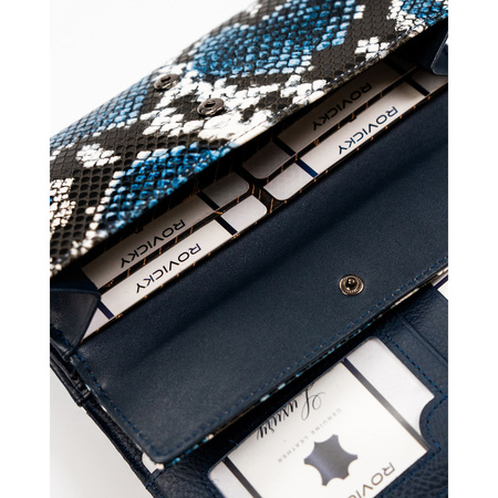 Horizontale Damen Geldbörse aus echtem und Öko-Leder mit Schlangenprägung – 4U Cavaldi