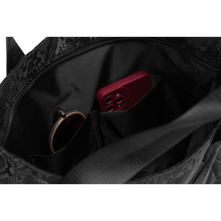 Schwarzer Damen-Shopper aus Polyester, aufgehängt an bequemen Griffen – Rovicky