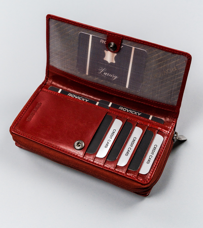 Große Damen Geldbörse aus Leder mit Reißverschluss – Rovicky