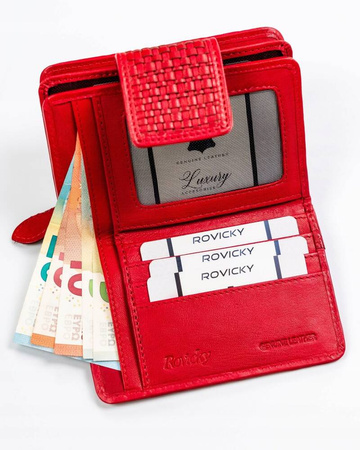 Damen Geldbörse aus Leder mit Druckknopfverschluss – Rovicky