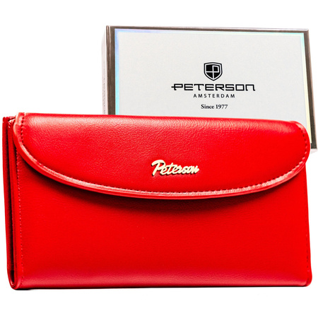Rote, glatte Damen-Geldbörse aus Öko-Leder mit Magnetverschluss – Peterson