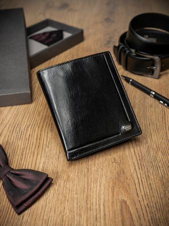 Elegante vertikale Herren Geldbörse ohne Verschluss aus Leder – Rovicky