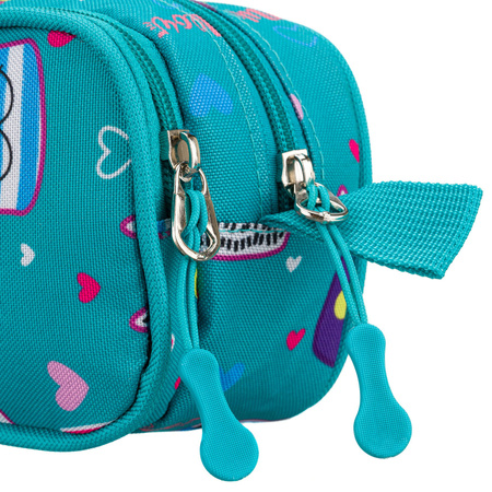 Zweifach-Schuletui aus Polyester mit Katzenmuster – Peterson