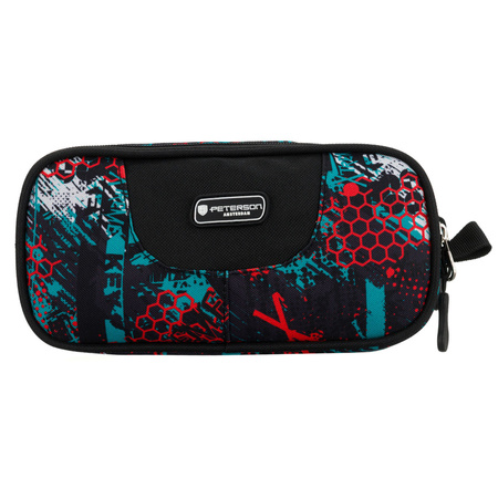 Gemusterte Schulmäppchen aus Polyester mit Reißverschlüssen - Peterson