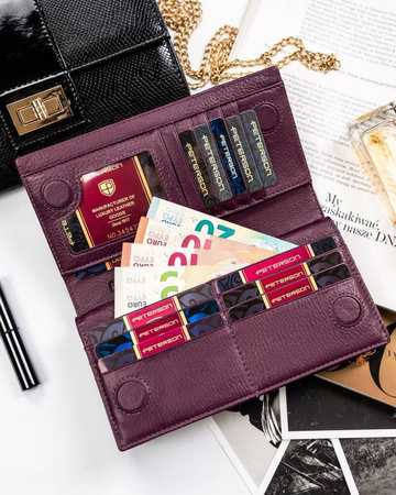 Elegante Damen-Geldbörse aus Leder mit Magnetverschluss - Peterson