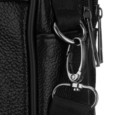 Herren-Umhängetasche aus Leder in Schwarz – Rovicky