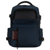 Dunkelblauer Reise-Rucksack aus Polyester mit Laptopfach, aufgehängt an verstellbaren Schultergurten – Peterson