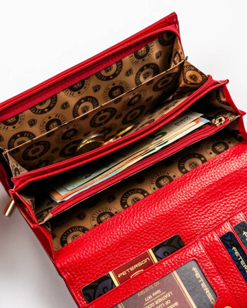 Damen Geldbörse aus Echtleder in sinnlichem Rot mit Schlangenhaut-Klappe – Peterson