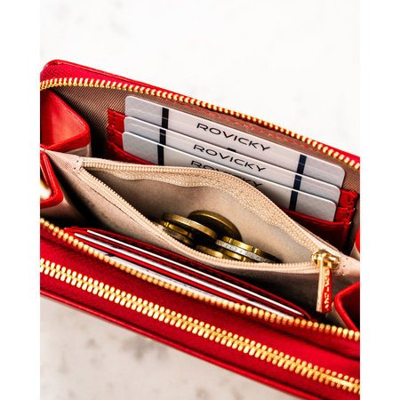 Roter Damen-Geldbörse mit Reißverschluss aus Öko-Leder – Rovicky