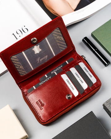 Damen Geldbörse hochkant aus Büffelleder, mit Druckverschluss, RFID – Rovicky