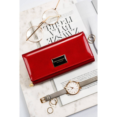 Damen-Geldbörse aus Leder mit Klappe in Rot – Peterson