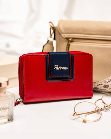 Damen Geldbörse aus Leder mit Druckknopf und Reißverschluss – Peterson