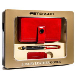 Stilvolles Geschenkset mit RFID-Portemonnaie, Schlüsselanhänger und Stift – Peterson