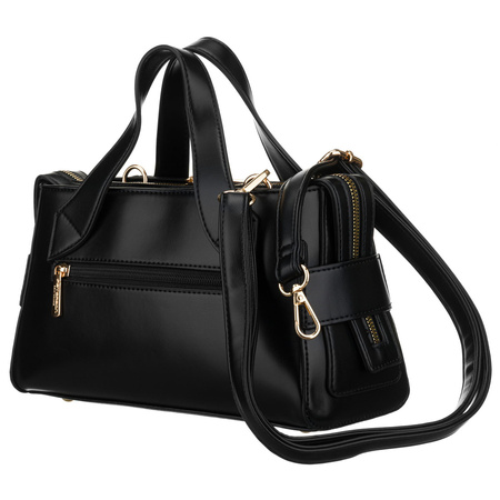 Elegante, schwarze Damen-Handtasche aus synthetischem Material, mit Reißverschluss – Peterson