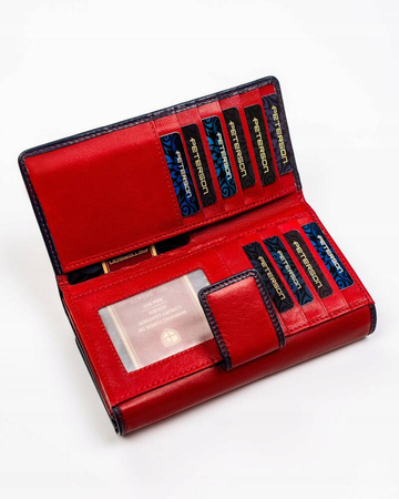 Geräumige Damen Geldbörse aus Leder mit Druckknopf und Reißverschluss – Peterson