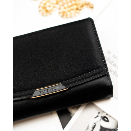 Damen-Geldbörse aus Öko-Leder in Schwarz mit RFID-System – Peterson