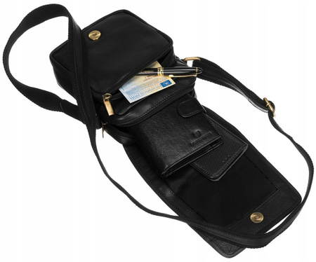 Herren Umhängetasche aus Leder mit Reißverschlusstasche – Peterson