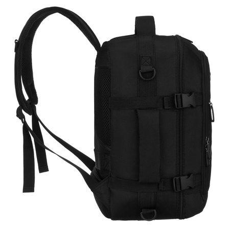 Reise-Rucksack aus Polyester in Schwarz, zweifach unterteilt und ideal als Handgepäck - Peterson