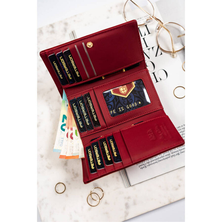 Stilvolle Damen-Geldbörse rot aus lackiertem Saffianleder – Peterson