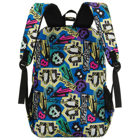 Jugendrucksack für die Schule, aus Polyester mit einem Graffiti-Muster genäht, an verstellbaren Trägern aufgehängt - Peterson