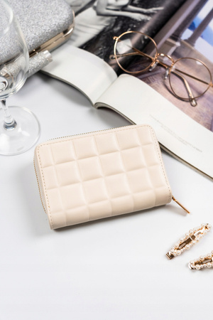 Damen-Geldbörse-Etui in Ecru mit gestepptem Panel – Rovicky