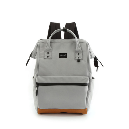 Grauer, geräumiger Damen Rucksack mit USB-Anschluss und verstellbaren Gurten – Himawari