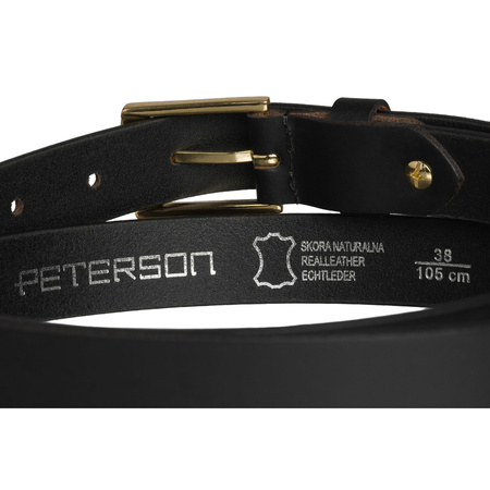 Lederner Damen Gürtel in Schwarz mit goldener, klassischer Schnalle - Peterson