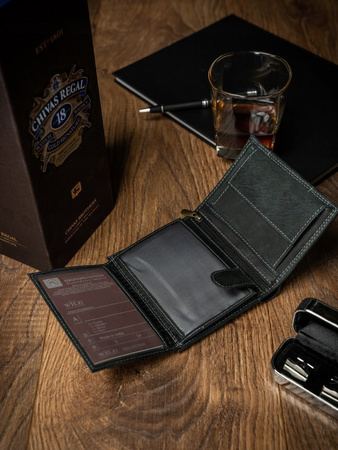 Herren Geldbörse hochkant aus Nubukleder mit Jeansdetails – Always Wild