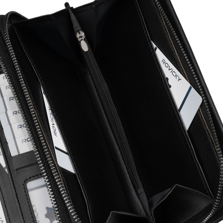 Herren-Handgelenktasche aus Öko-Leder in Schwarz – Rovicky