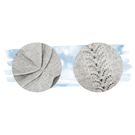 Damen Wintermütze Slouchy mit Kristallen in Grau – Peterson