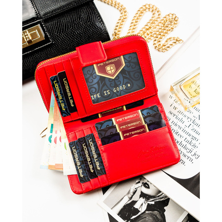 Rote, hochformatige Damen-Geldbörse aus Öko-Leder, passend für den Fahrzeugschein - Peterson