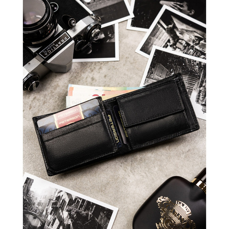 Schwarze Herren-Geldbörse aus echtem Leder mit RFID-System – Peterson