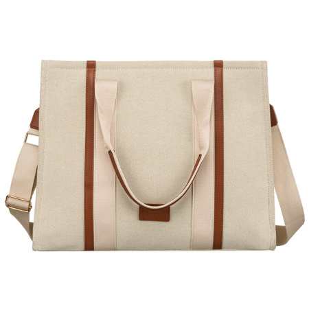 Modische Damen Shopper Tasche in Braun-Beige mit verstellbarem Gurt – Peterson