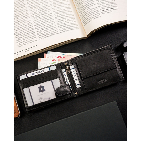 Herren Geldbörse querformat schwarz aus Leder ohne Außenverschluss – Ronaldo