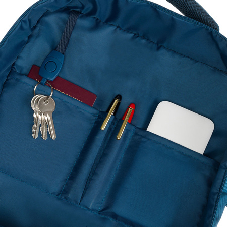 Reise-Rucksack in Blau, ideal für Handgepäck und ausgestattet mit Kompressionsriemen – Peterson