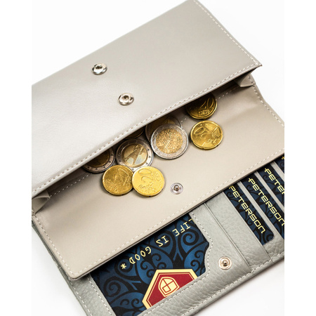 Weiße Damen Geldbörse mit RFID-Schutz und Druckknopf – Peterson