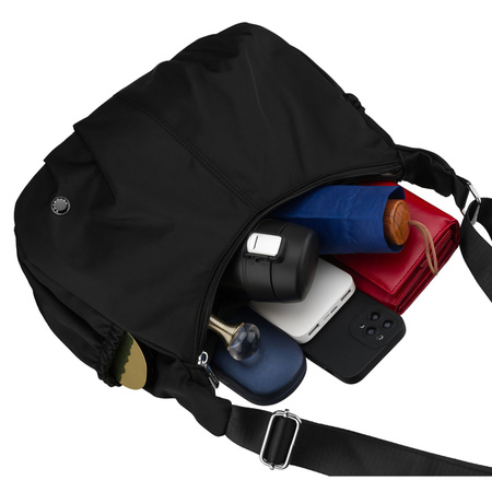 Schwarze Damen-Handtasche aus Polyester mit Reißverschluss, zweifächrig - Peterson