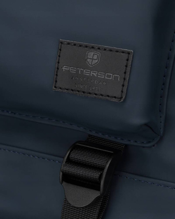 Geräumiger City-Rolltop-Rucksack in Dunkelblau mit Außentasche – Peterson