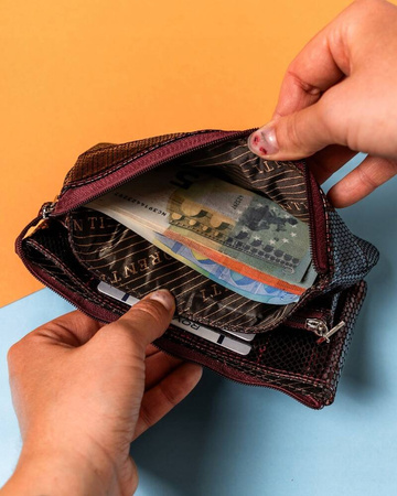 Große Damen Geldbörse mit Reißverschluss und Ziersteinen – Lorenti