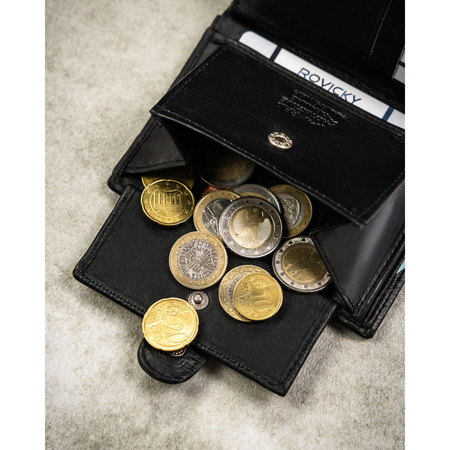 Schwarze Herren-Geldbörse aus Leder mit Führerscheinfach und RFID-Schutz – Rovicky