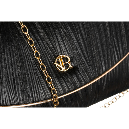 Schwarze Damen Clutch aus Öko-Leder mit Rillenmuster – Rovicky