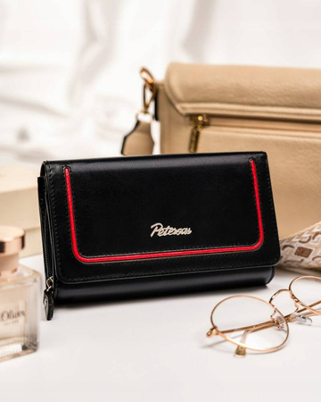 Große Damen Geldbörse aus Leder mit Druckknopf und Reißverschluss – Peterson