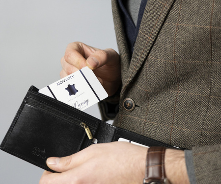 Herren Geldbörse Querformat mit roter Naht aus Glattleder – Rovicky