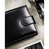 Elegante, schwarze Herren Geldbörse aus Leder mit Druckknopfverschluss – Peterson