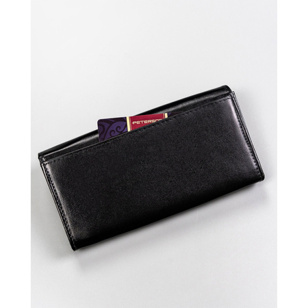Große Damen Geldbörse in Schwarz für Bargeld mit RFID – Peterson