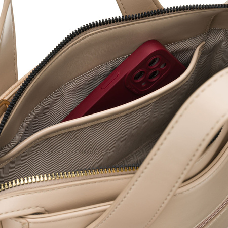 Elegante, beige Damen-Handtasche aus synthetischem Material, mit Reißverschluss – Peterson