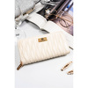 Weiße Damen Federmäppchen-Geldbörse aus Öko-Leder mit Faltenstruktur – Rovicky