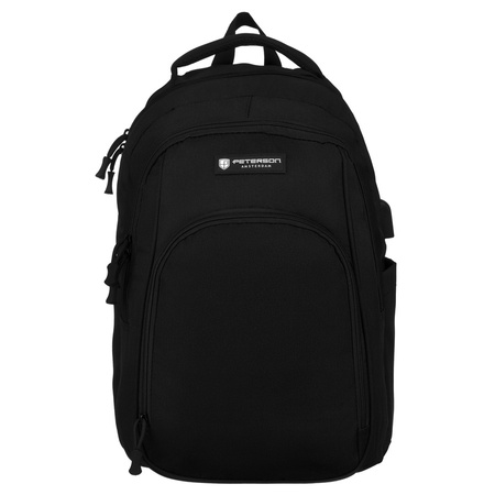 Schulrucksack in Schwarz mit USB-Anschluss – Peterson