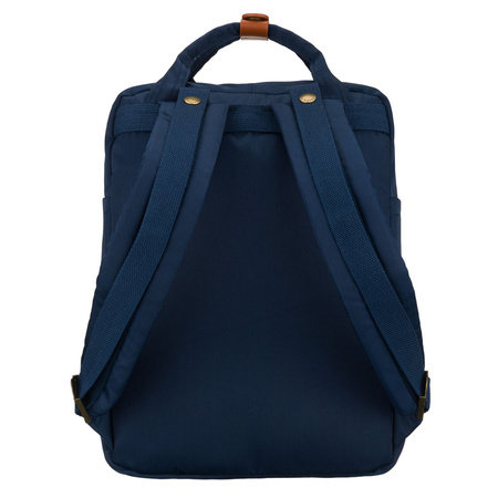 Dunkelblauer Damen-Rucksack aus Polyester und Öko-Leder, mit Reißverschluss - Peterson