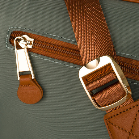 Damen Gürteltasche aus Nylon und Öko-Leder in Grün-Braun mit verstellbarem Gurt – Peterson